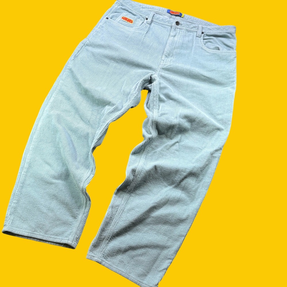 Empyre Corduroy Pant Men 38 Light Blue Relaxed Fit Skate Streetwear Baggy Retro